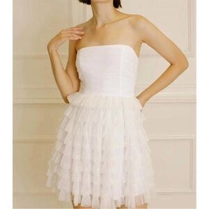 STORIA carrie tulle strapless dress in white